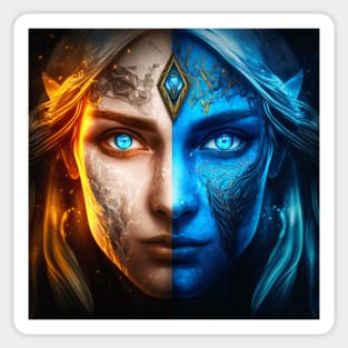 Female Viking, Fire and Ice Sticker